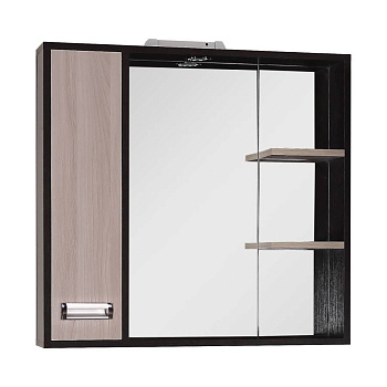 Шкаф-зеркало Onika Гамма 75 ясень шимо/венге, левый, с подсветкой