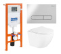 Комплект 3 в 1 Унитаз подвесной с сиденьем BelBagno UNO BB3105CHR/SC + Система инсталляции для унитазов BelBagno BB002-80  с кнопкой смыва BB005-PR-CH