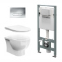 Комплект инсталляции с подвесным унитазом, кнопкой смыва и сиденьем
