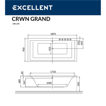 Ванна EXCELLENT Crown Grand 190x90 "ULTRA" (золото) Ванна EXCELLENT Crown Grand 190x90 "ULTRA" (золото)
