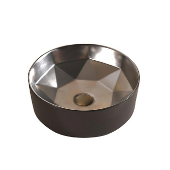 Умывальник накладной, круглый, чёрный/хром, Point Феникс 41, PN43151BC