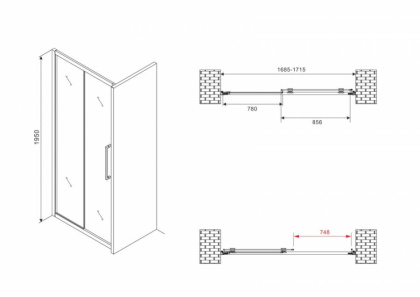 Душевая дверь ABBER Schwarzer Diamant AG30170BMH