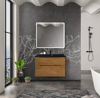 Тумба с раковиной подвесная BelBagno MARINO-H60 90 Rovere Nature, раковина белая Тумба с раковиной подвесная BelBagno MARINO-H60 90 Rovere Nature, раковина белая