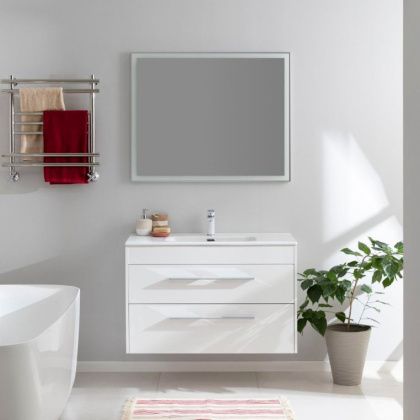 Зеркало Aquanet Гласс 100 белый LED