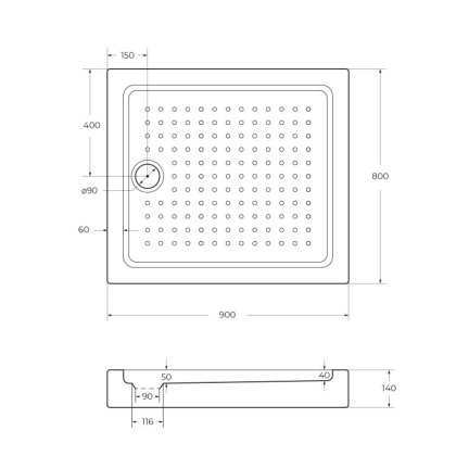 Акриловый поддон CEZARES TRAY-A-AH-90/80-15-W Акриловый поддон CEZARES TRAY-A-AH-90/80-15-W