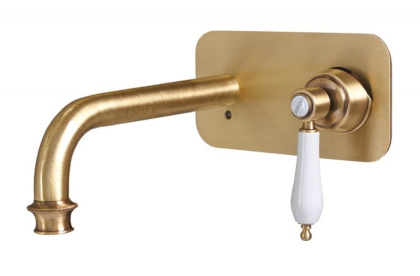 APHRODITE-BLSM2-03/24-Bi Встраиваемый смеситель для раковины, однорычажный, исполнение золото 24 карат, ручки белые