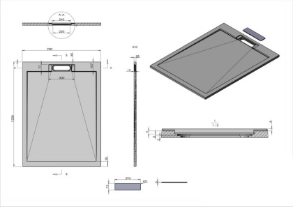 Поддон для душа из искусственного камня VST-4SRL9012C, 900*1200*25, бежевый Поддон для душа из искусственного камня VST-4SRL9012C, 900*1200*25, бежевый