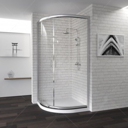 Душевой уголок RGW PA-51, 02085100-11, 100 х 100 x 190 см четверть круга, дверь раздвижная, стекло прозрачное, хром