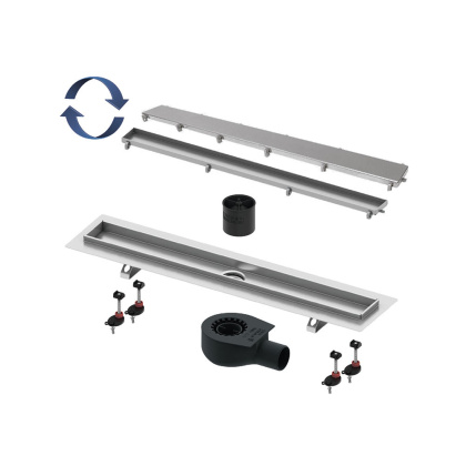 Комплект TECElinus для монтажа дренажного канала 2 в 1, с основой для плитки “tile” и матовой решеткой “steel”, 70 см