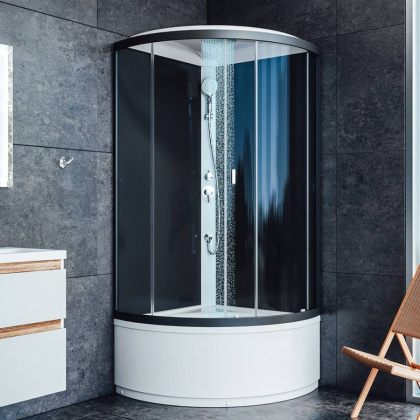 Душевая кабина Am.Pm с крышей, 90х90, стекло Графит, профиль Графит