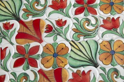 Декор 2 VT\A310\65000 Авейру желтый/оранжевый/зеленый (6,5см*6,5см*7мм) (26шт/0,11м2) глянцевый, шт