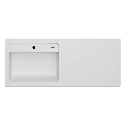 M85AWPL1201WG X-Joy, Раковина над стиральной машиной, литьевой мрамор, левая, 120 см, Белый глянец