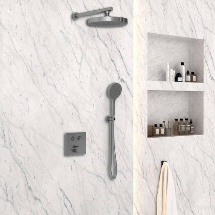 Душевой комплект VSFW-4I212GM встраиваемый, двухрежимный, вороненая сталь