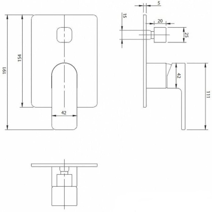 Смеситель для душа скрытого монтажа OMNIRES BARETTI BA7835BL (черный BLM)