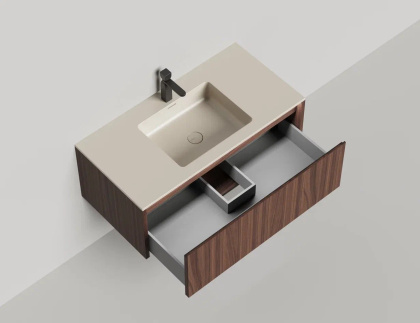 Подвесная тумба Domino 1000, шпон, под встраиваемую раковину, гладкий фасад