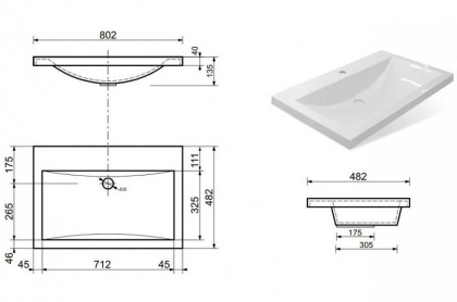 Раковина "Монако 80" 800х480