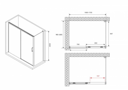 Душевой уголок ABBER Komfort AG93170B-S102B Душевой уголок ABBER Komfort AG93170B-S102B