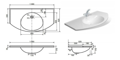 Раковина "Флорида" 1000х525