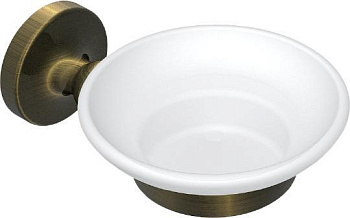 Мыльница стеклянная RUSH Crete, 5х11х15 см, цвет белый с бронзой, CR35411