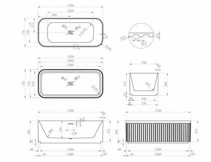 Акриловая ванна Abber 170х75 AB9411-1.7 Акриловая ванна Abber 170х75 AB9411-1.7