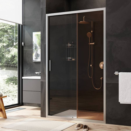 W90G-120-1-195MBr Gem Solo Дверь душевая 120х195, стекло бронзовое, профиль матовый Хром