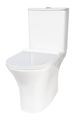 Унитаз-компакт безободковый Creto Cer C3 1003-002Cer-C3W с быстросъёмной крышкой-сиденьем микролифт Slim (арматура Geberit)