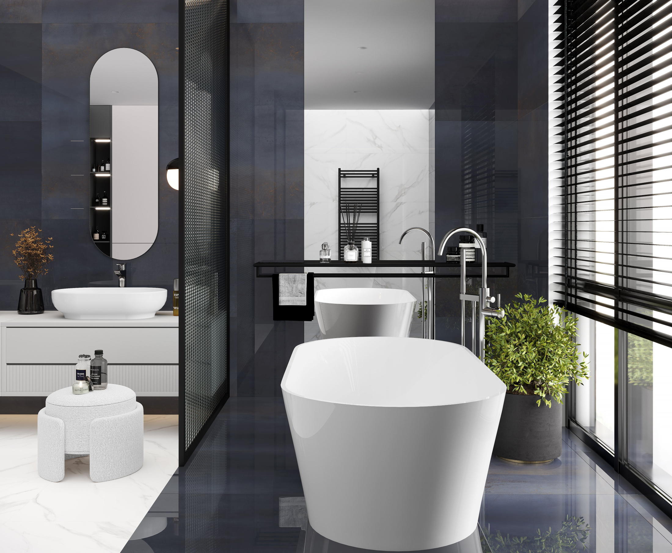 Cast Navy Керамогранит тёмно-синий 60x60 Полированный