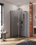 Душевой уголок Cezares SLIDER-AH-2-70/80-80/90-GRIGIO-NERO стекло графит, профиль черный матовый
