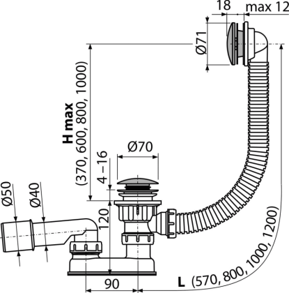 Слив для ванны, стандарт Слив для ванны, стандарт