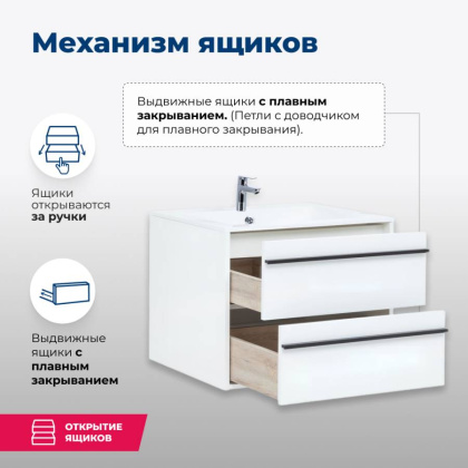 Тумба под раковину Aquanet Lino 80 белый матовый