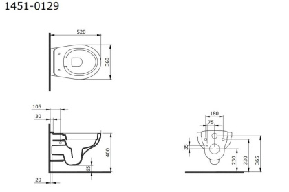 Чаша унитаза подвесного Bocchi Taormina Pro Rimless 1451-001-0129 белая
