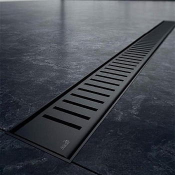 Водоотводящий желоб с порогами для перфорированной решетки, черный-мат
