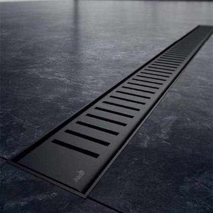 Водоотводящий желоб с порогами для перфорированной решетки, черный-мат