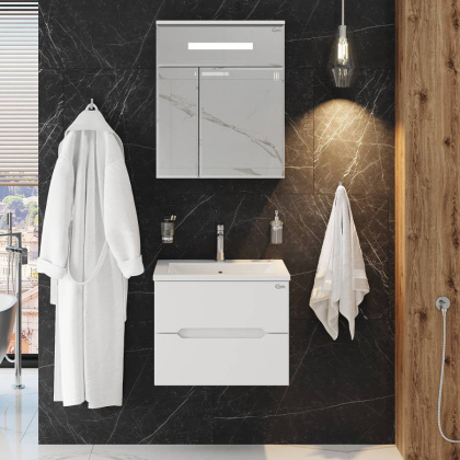 Шкаф-зеркало Onika Сигма 60 белый, c LED подсветкой