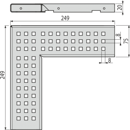 Решетка для дренажного углового желоба 75 мм, оцинкованная сталь