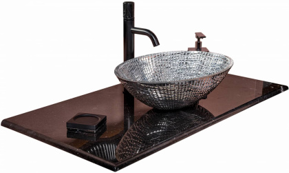 Столешница мрамор 111см Nero Marquina для раковин хрусталь, LV-204 Столешница мрамор 111см Nero Marquina для раковин хрусталь, LV-204