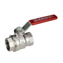 Кран шаровый полнопроходной, резьба внутр./внутр, хром., ручка -бабочка красная,1/2"