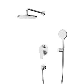 STYLUS-DSET-IN Душевой комплект встраиваемый (смеситель встраиваемый, верхний душ, ручной душ со шлангом, штуцер с держателем), сатин