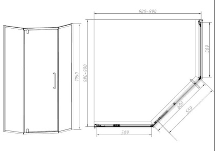 Душевой уголок Slim-N VSP-4SN100CLB, 1000*1000, черный, стекло прозрачное Душевой уголок Slim-N VSP-4SN100CLB, 1000*1000, черный, стекло прозрачное