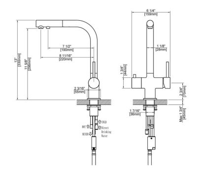 Смеситель Timo Saona 2356/18FL для кухни с подключением фильтра и выдвижной лейкой, черное золото