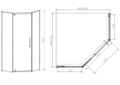 Душевой уголок Slim-N VSP-4SN900CLB, 900*900, черный, стекло прозрачное Душевой уголок Slim-N VSP-4SN900CLB, 900*900, черный, стекло прозрачное