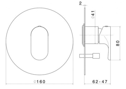 Встроенный однорычажный смеситель OLE для душа с переключателем на два потока, хром глянец