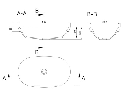 Раковина накладная Salini GLORIA 305 покраска по RAL  снаружи