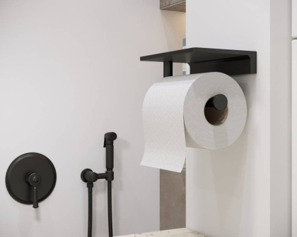 Бумагодержатель с полкой для телефона Timo Saona 13043/03 черный