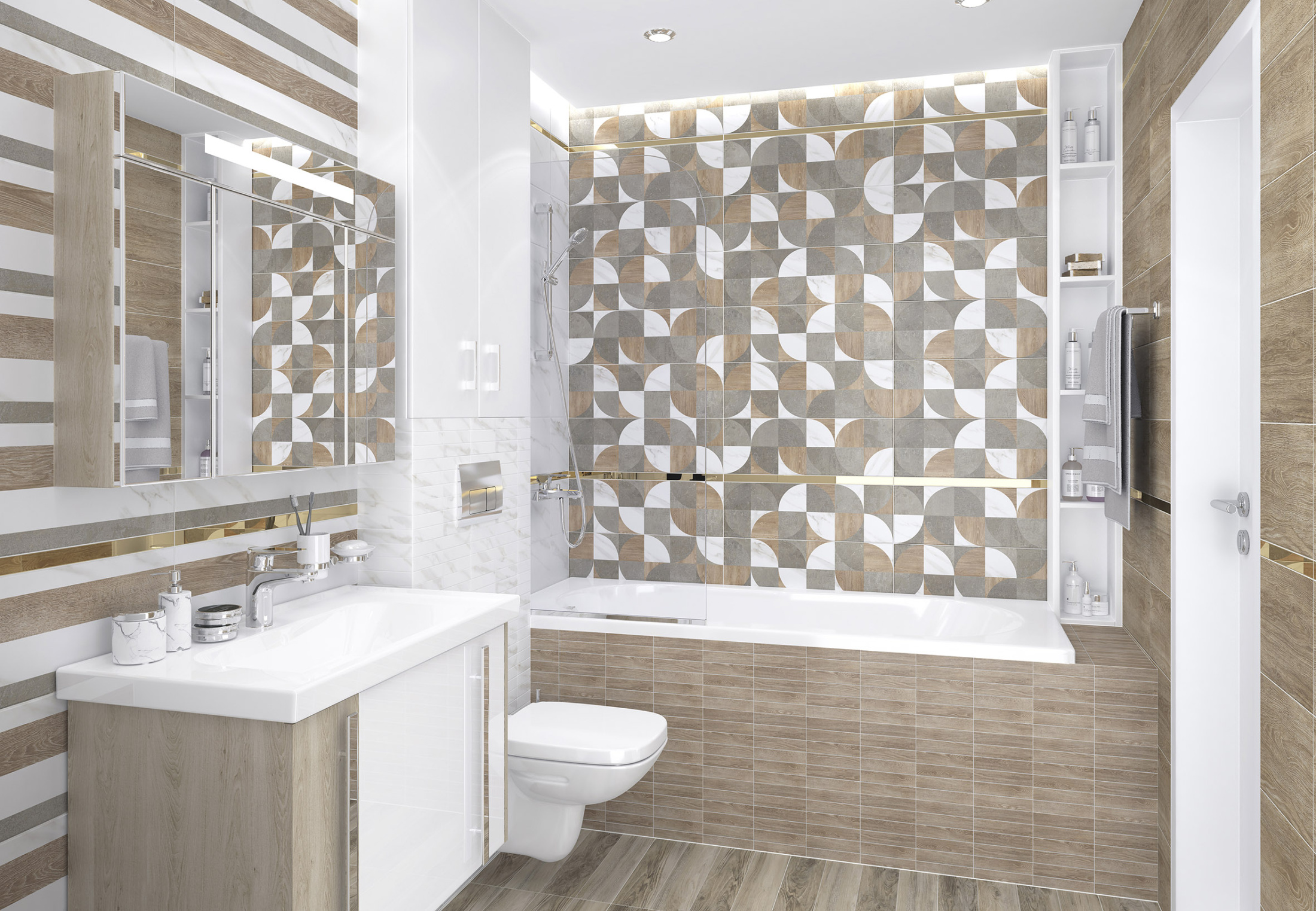 Плитка настенная Arctic серый мозаика 20*60 (10шт/1.2м2),м2