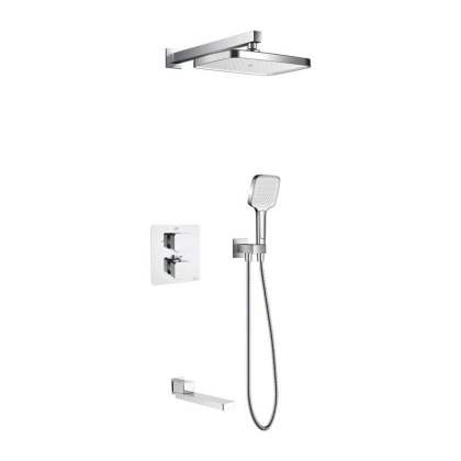 Душевая система с термостатом встраиваемая Rose R1595F, белый/хром