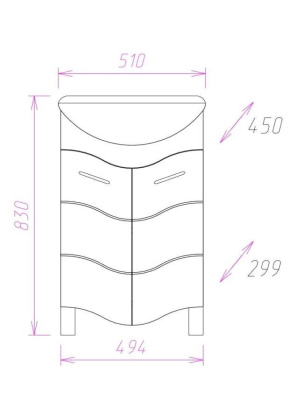 Тумба Onika Лайн 50 напольная, белая (ум. Уют 50)