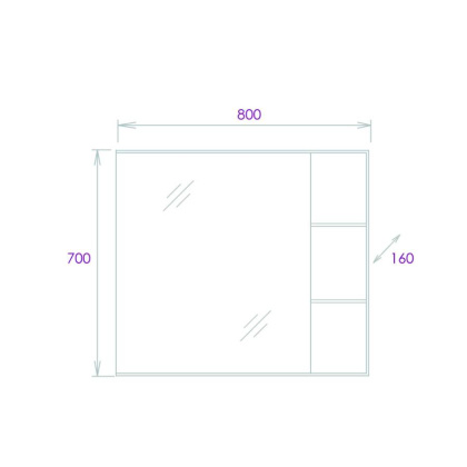Шкаф-зеркало Onika Легран 80 дуб галифакс, универсальный