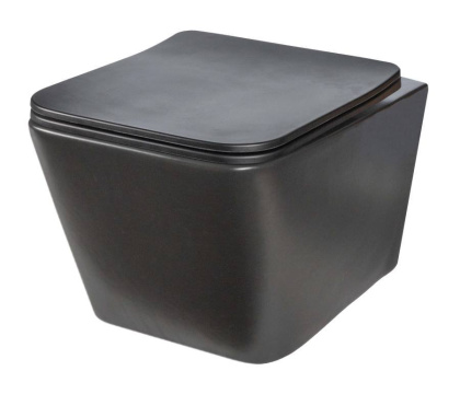 Унитаз подвесной безободковый Creto Logan L2 1002-002-L2BLMAT с крышкой-сиденьем микролифт, черный матовый