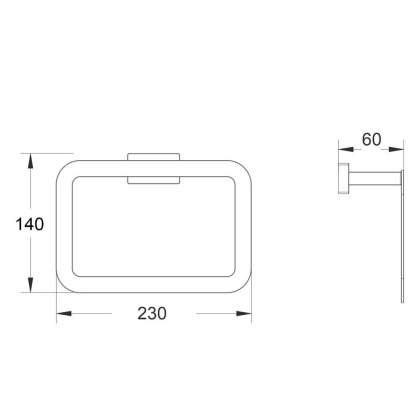 Полотенцедержатель в форме полукольца удлиненный, SG5606H Shevanik, Черный